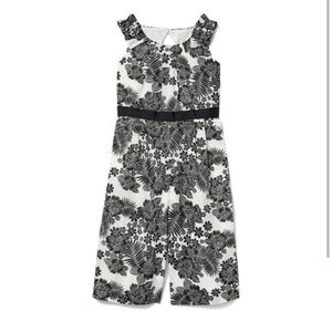 Janie and Jack girls black white floral print flare sleeve jumpsuit 3-6 months
